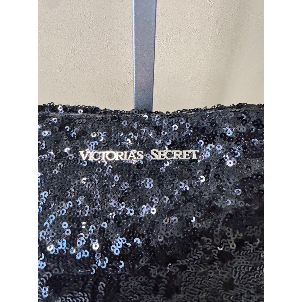 Victoria's Secret Black Sequin Clutch‎ Evening Bag Sparkle Glamour Holiday - Picture 2 of 8